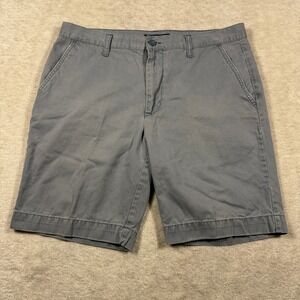 US Polo Assn Mens Grey Blue Cotton Chino Shorts Size 36 Flat Front Casual Summer